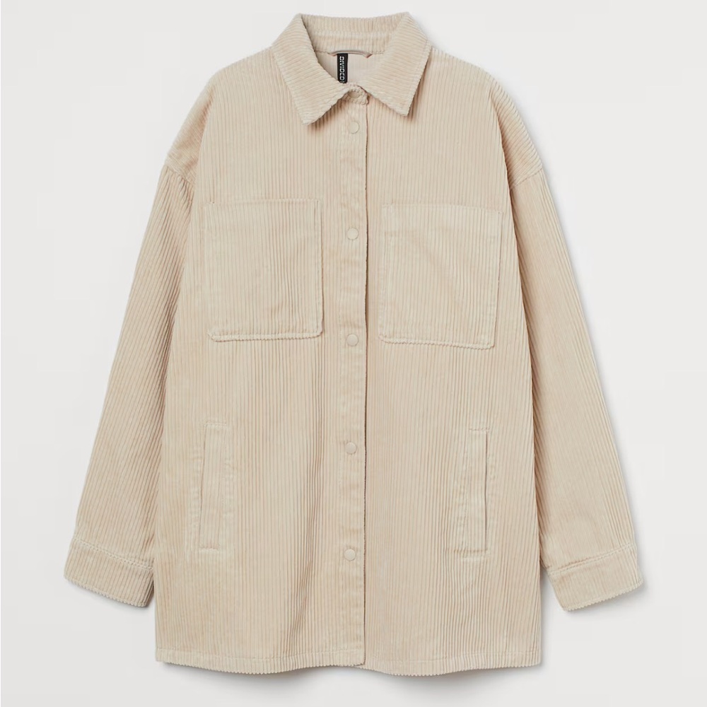 H&M Light Beige Corduroy Shirt Jacket/Shacket